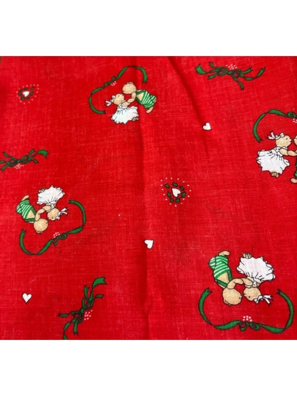 Dancing Bears Holiday Cotton Fabric Red 17"x44" Adorable Christmas Print Hearts